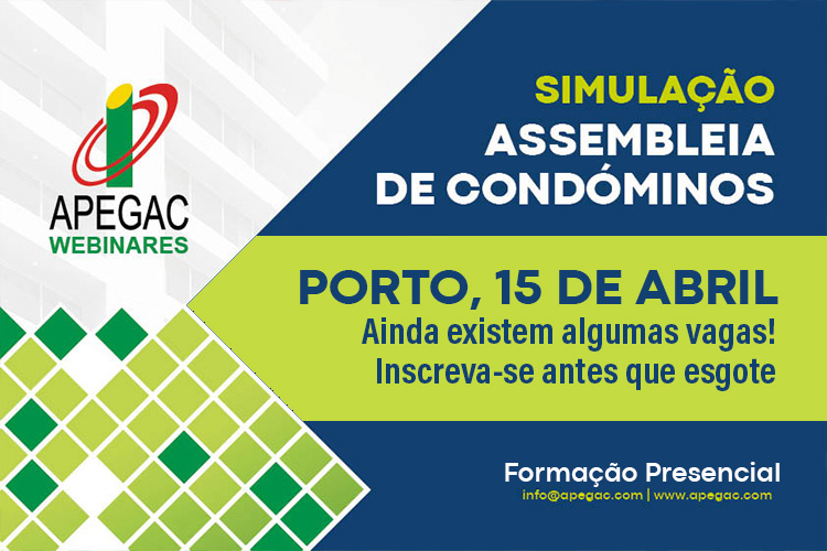 Formação presencial &ldquo;Assembleia de Condóminos&rdquo; com poucas vagas para o dia 15 de abril. Inscreva-se agora!